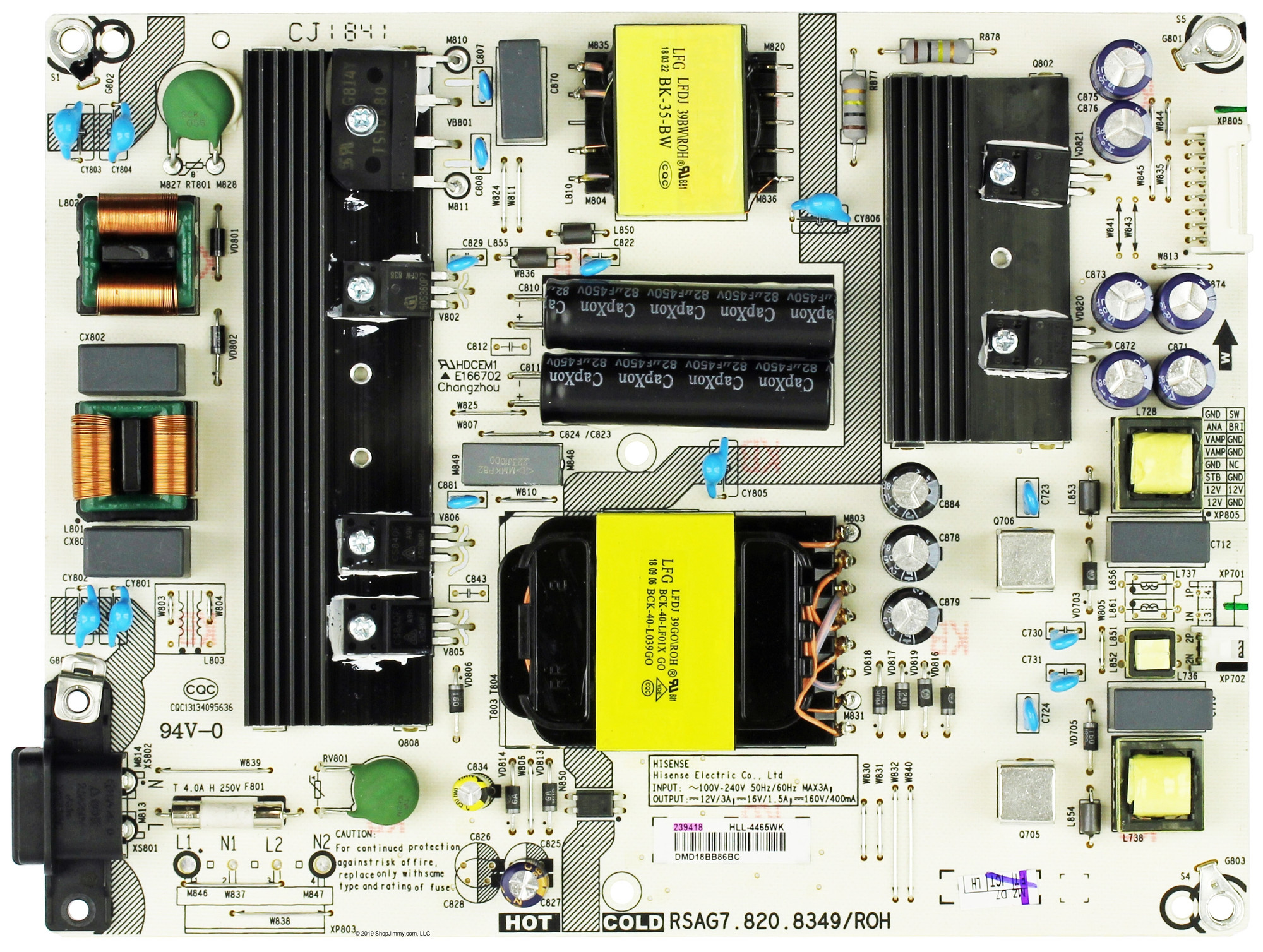 Hisense/Sharp 239418 Power Supply/LED Board (SEE NOTE RE 