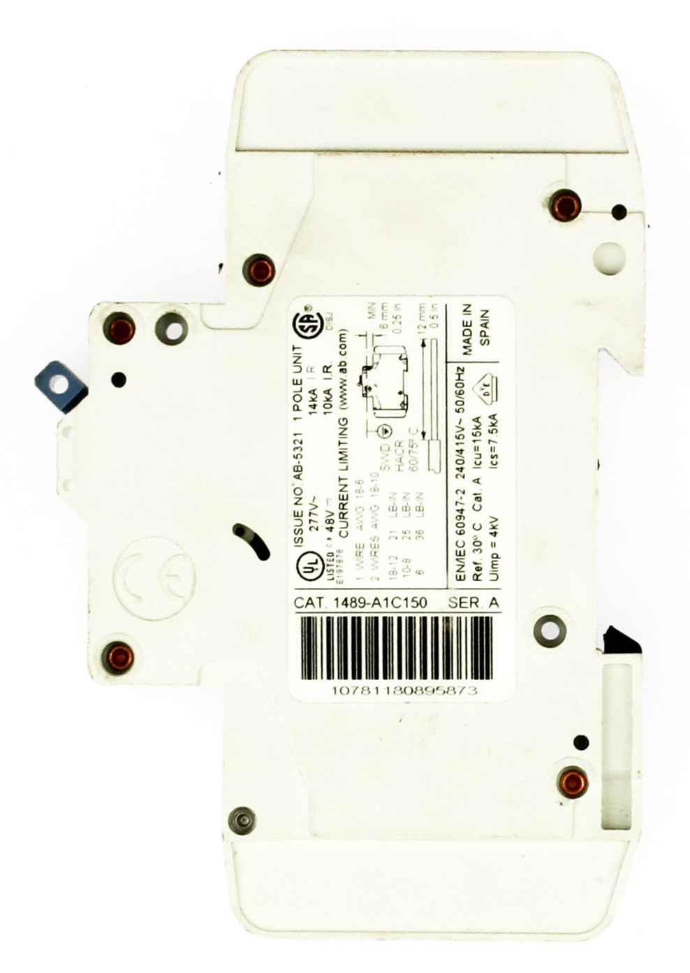Allen Bradley AB-5321 Single Pole 15A Circuit Breaker