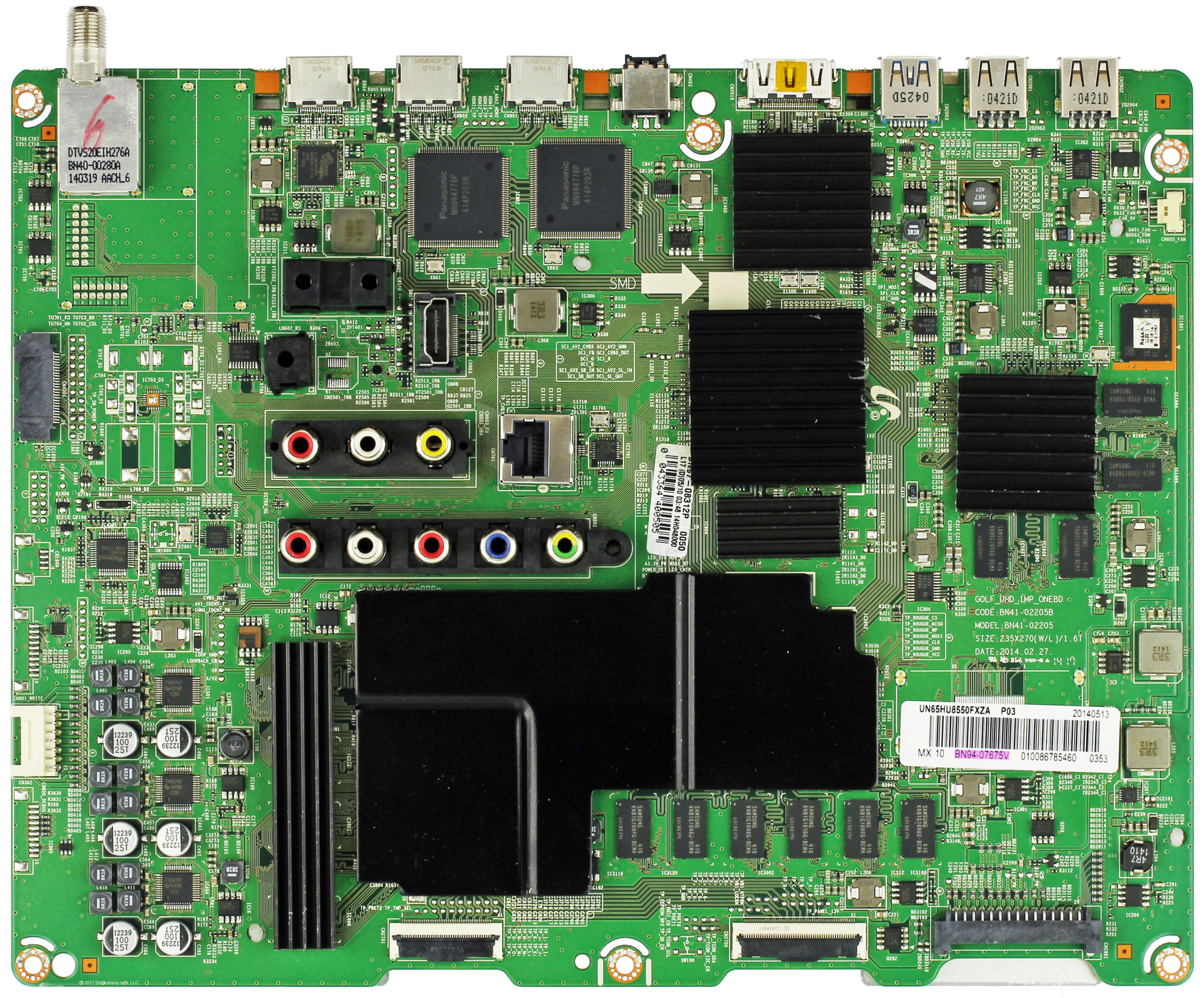 Samsung BN94-07675V Main Board for UN65HU8550FXZA (Version TS01)