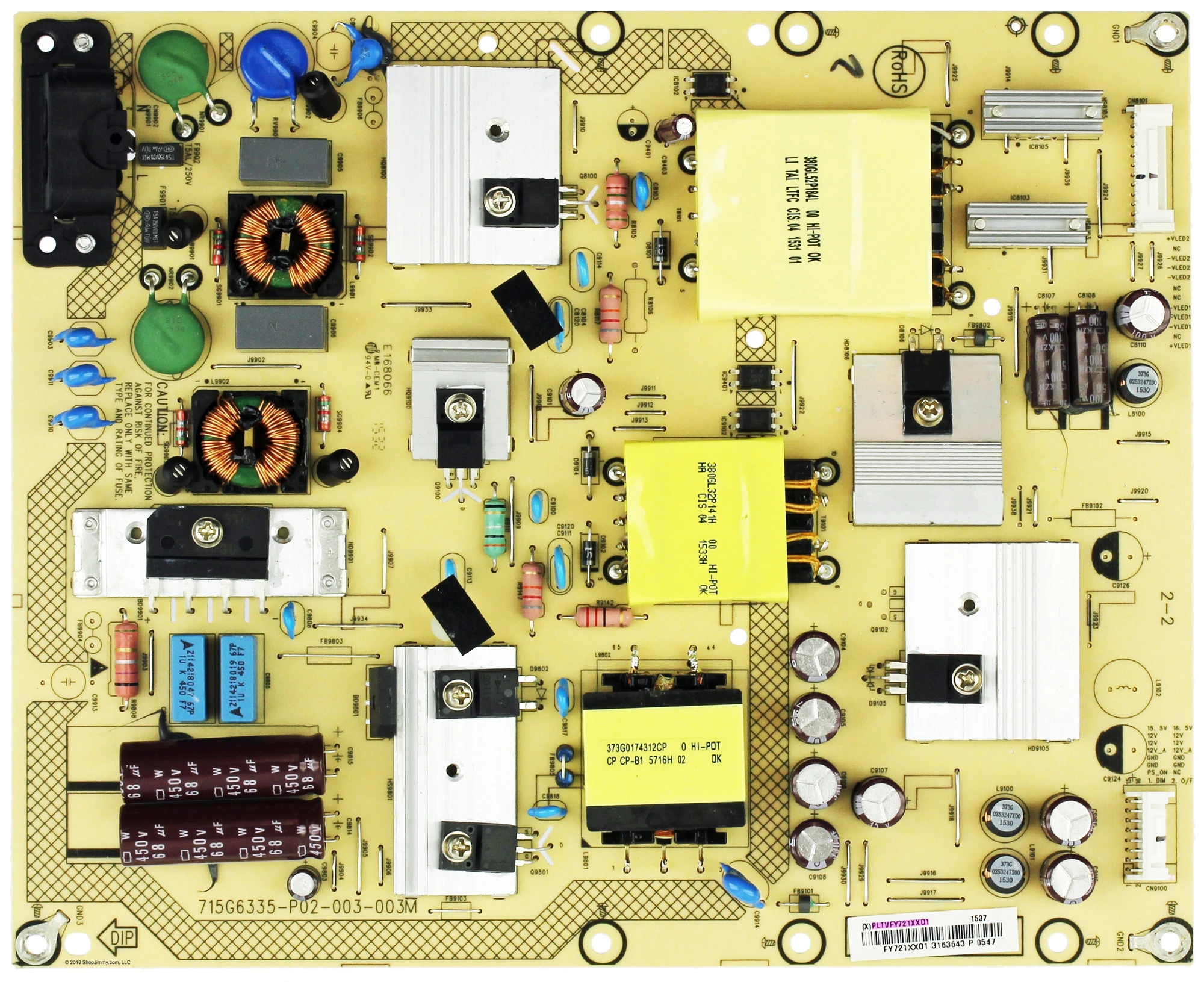Carte D'alimentation Sharp LC-50LB371U – PLTVFY721XXD1, Occasion Fonctionnelle