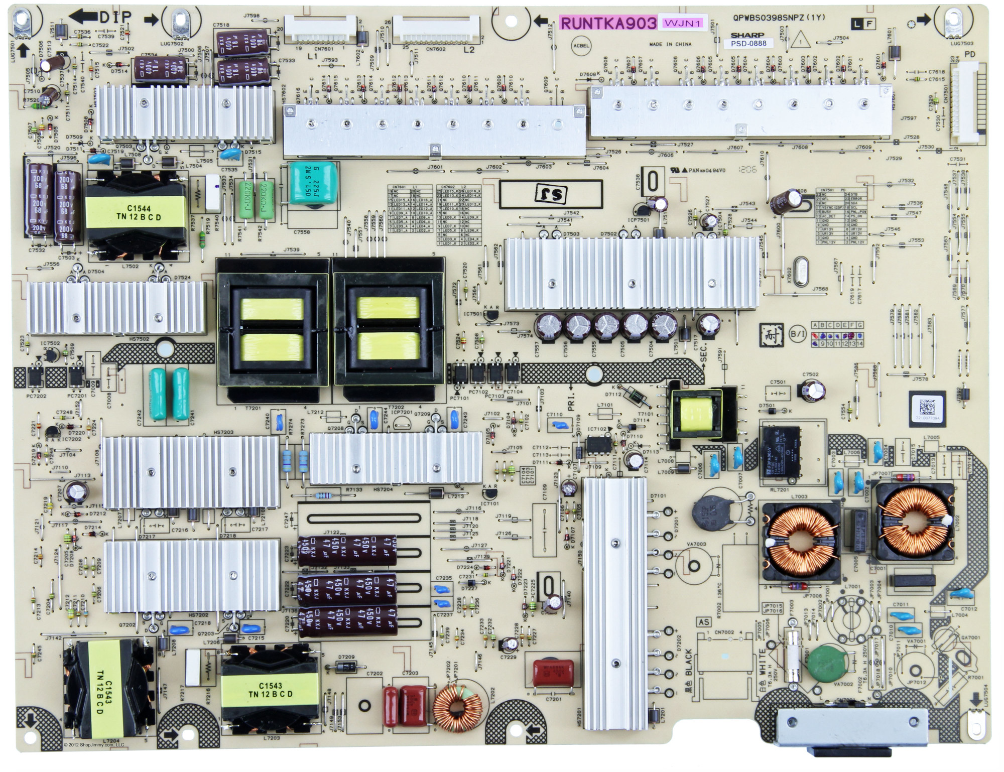 Sharp RUNTKA903WJN1 Power Supply / LED Board