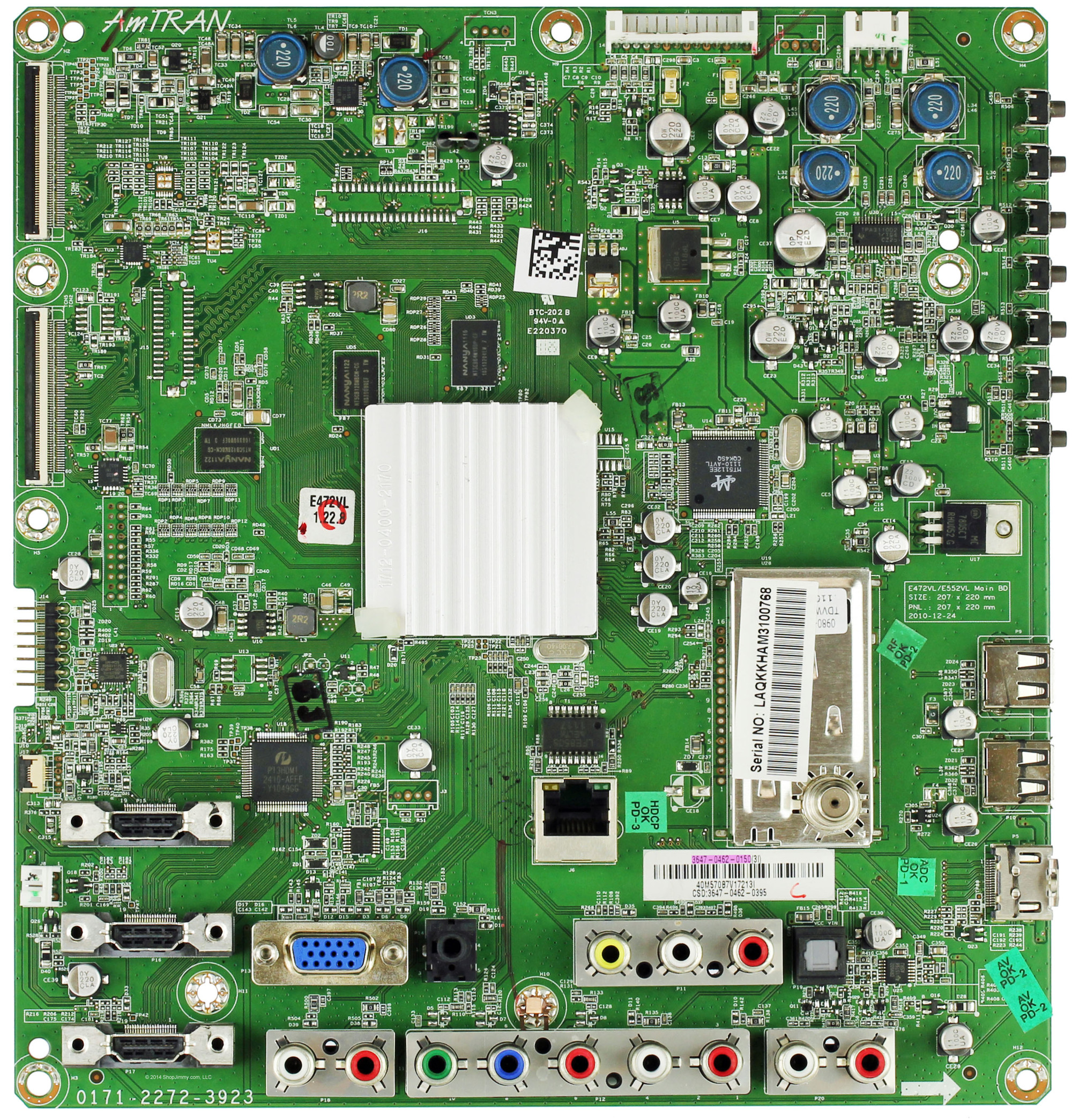 Vizio 364704620150 (364704620395) Main Board for E472VL
