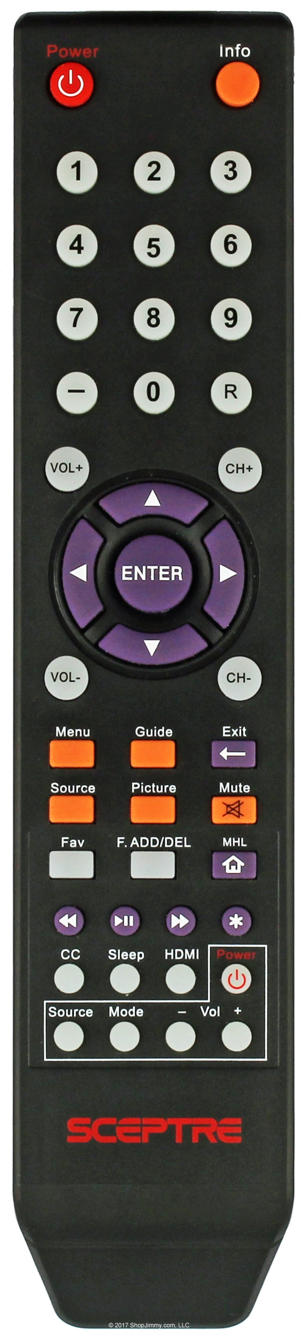 Sceptre 142020479999K Remote Control Open Bag