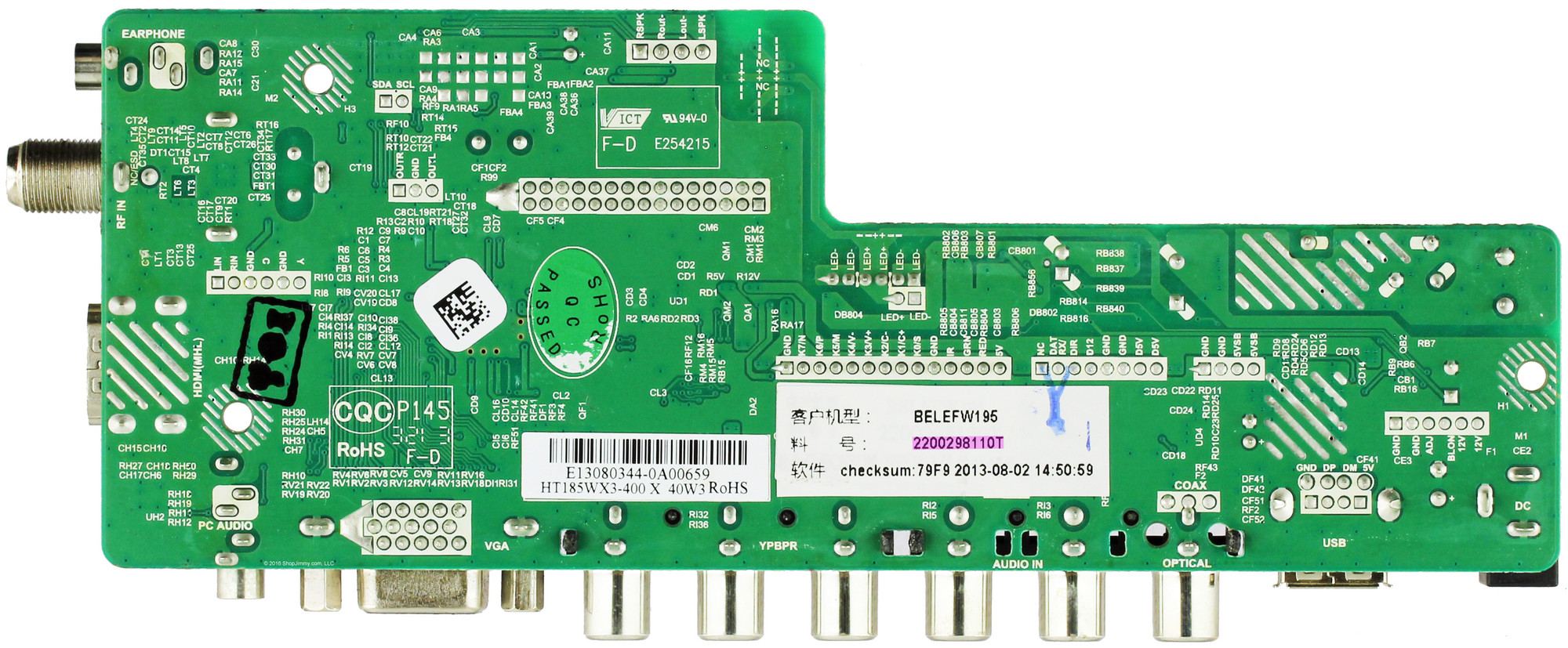 Element 2200298110T Main Board for ELEFW195(SN beginning with H1300)