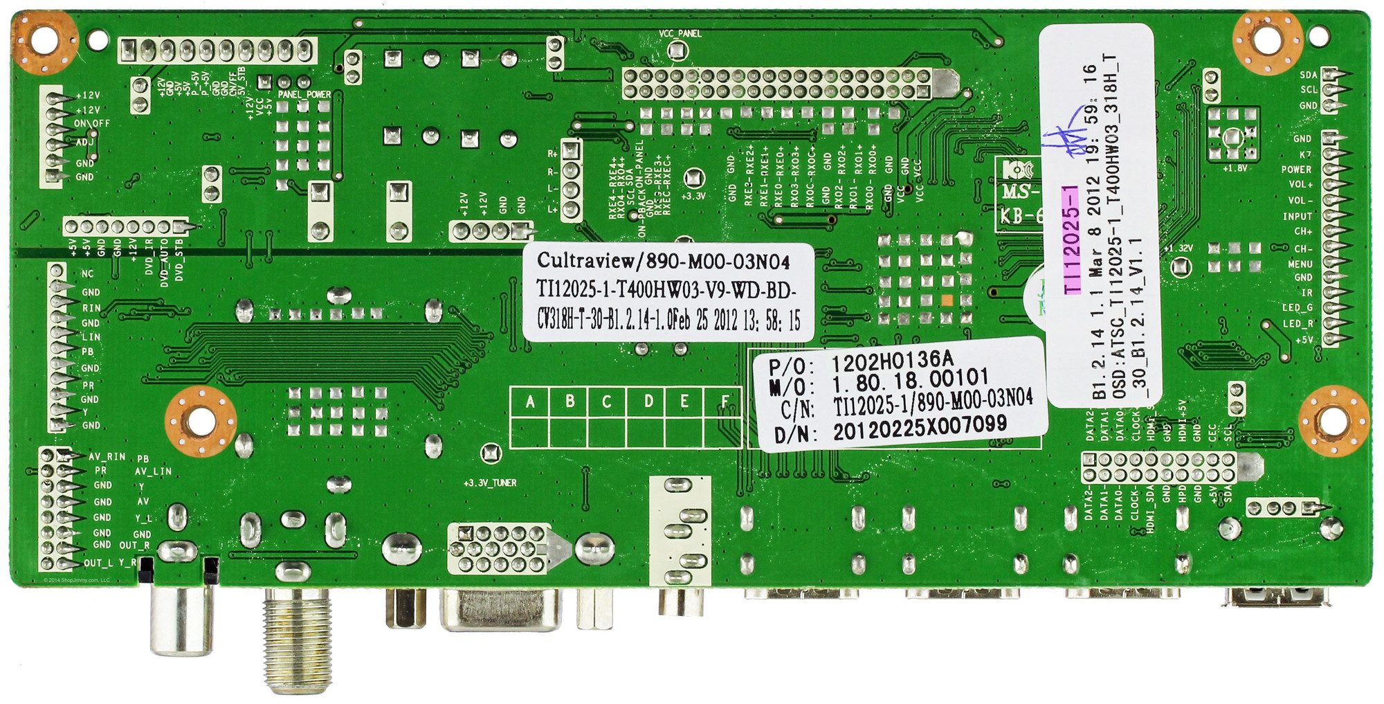 Westinghouse TI12025-1 (CV318H-T) Main Board for VR-4090
