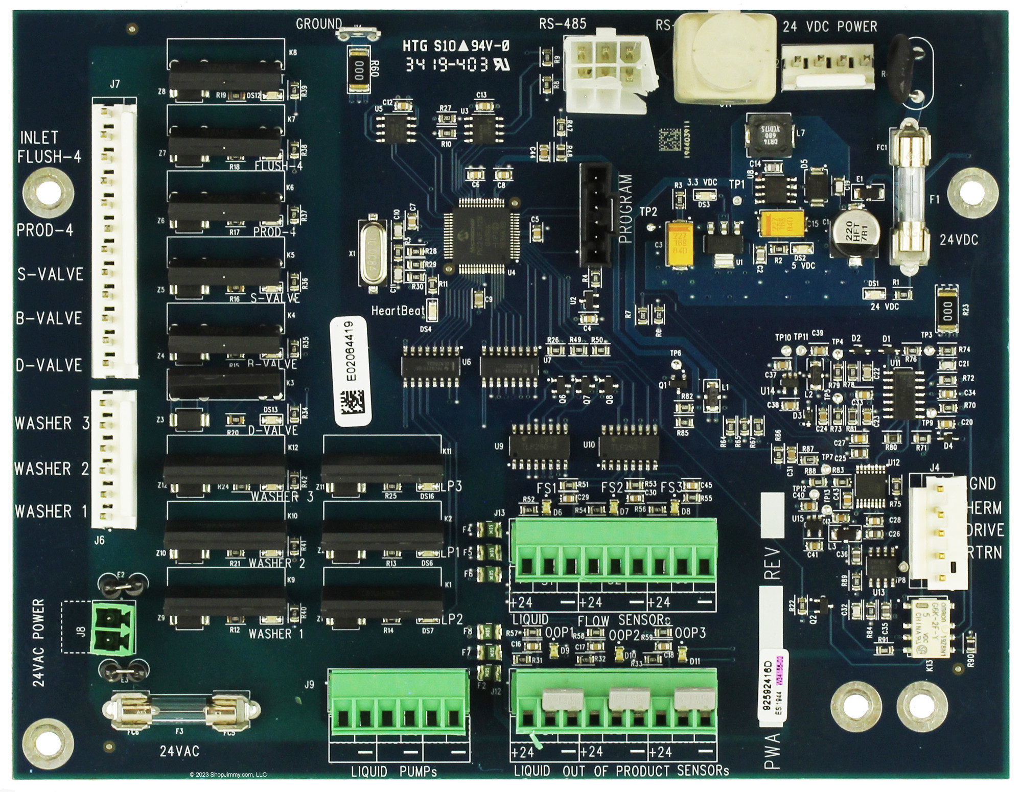 EcoLab E02064419 92592416D W34156-02 HTG S10 94V-0 Control Board