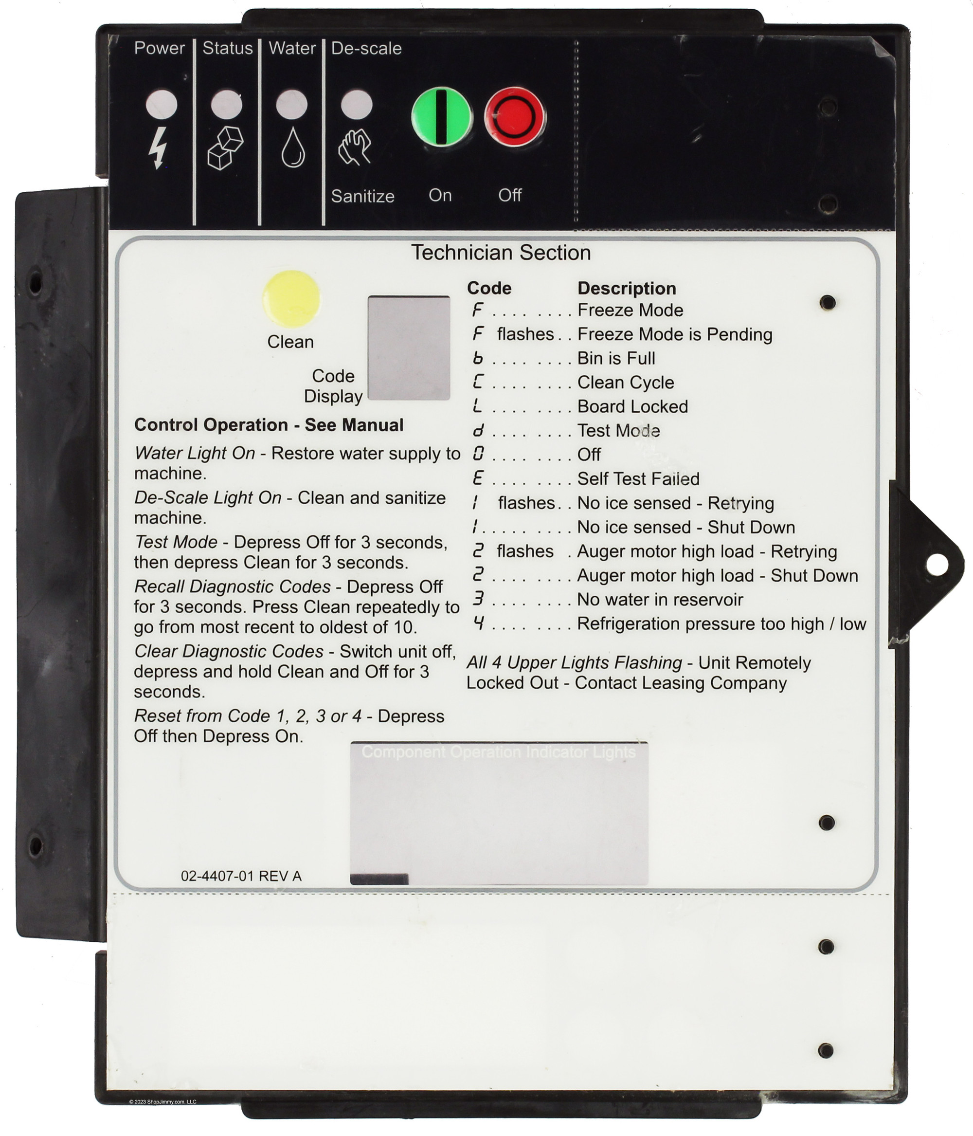 Scotsman Ice Machine 02-4407-01 Cover and Label