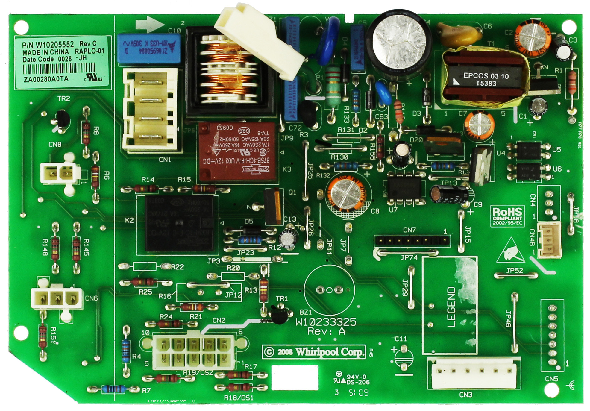 KitchenAid Jenn-Air Whirlpool Refrigerator W10205552 Control Board