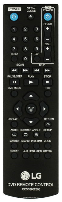 LG COV33662806 DVD Remote Control - Open Bag