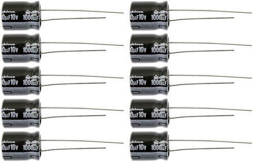 Lot of 10 Nichicon 10UT1000 / UVZ1A102MPD 1000uf @ 10V Hi Temp Radial Capacitor