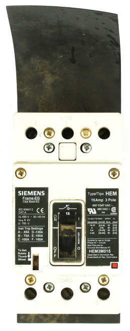 Siemens HEM3M015 3-Pole 15 Amp Frame-EG Circuit Breaker