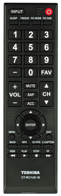 Toshiba 06-5C3W42-TS01X CT-RC1US-18 Remote Control -- New