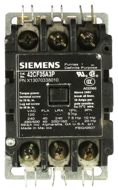 Siemens 42CF35A3P Definite Purpose Contactor