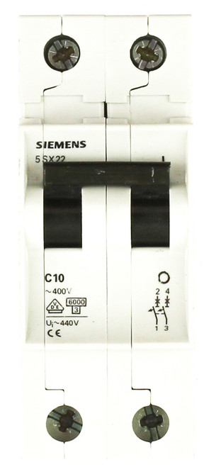 Siemens 5SX22-C10 10A DIN Rail Circuit Breaker