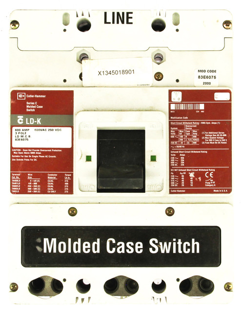 Cutler Hammer LD-K-83E6075 600A 3 Pole Molded Case Circuit Breaker