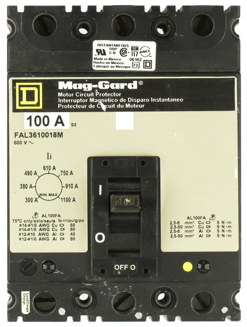 Square D FAL3610018M100 3 Pole Circuit Breaker