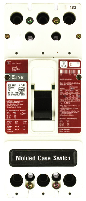 Cutler Hammer JD3250K 250A Series C Molded Case Circuit Breaker