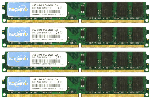 Tecmiyo PC2-6400U CL6 DDR2 Memory Module - 4 Pack