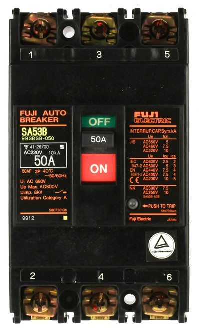 Fuji Electric SA53B 3 Pole 50A Circuit Breaker