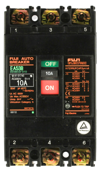 Fuji Electric EA53B 3 Pole 10A Circuit Breaker
