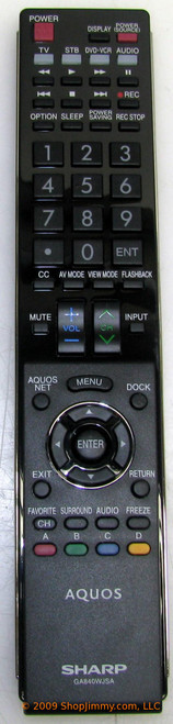 Sharp RRMCGA806WJSA Remote Control