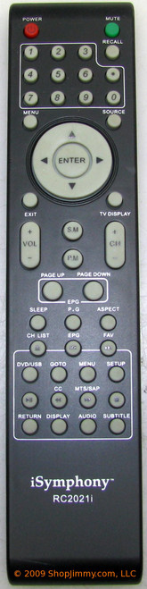 iSymphony RC2021i Remote Control