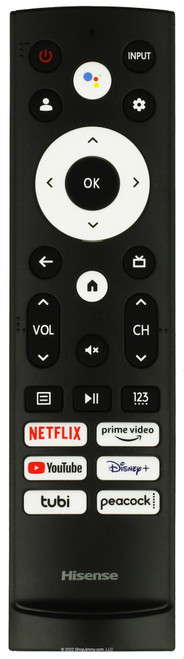 Hisense 299843 Netflix YouTube Tubi Prime Video Disney+ Remote Control -- New