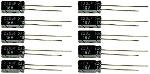 Lot of 10 16UT220 220uf @ 16V Hi Temp Radial Capacitor