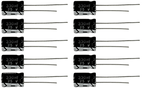 Lot of 10 25UT330 330uf @ 25V Hi Temp Radial Capacitor