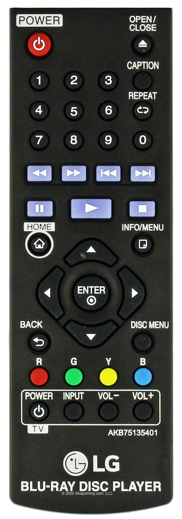 LG AKB75135401 Blu-Ray Disc Player Remote Control--NEW