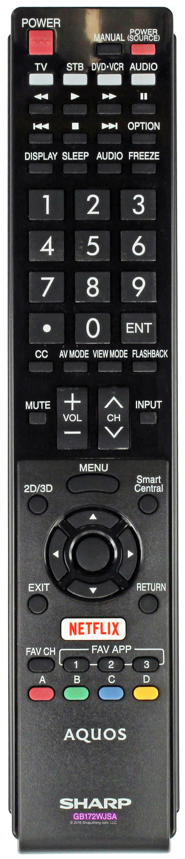 Sharp RRMCGB172WJSA Remote Control-New