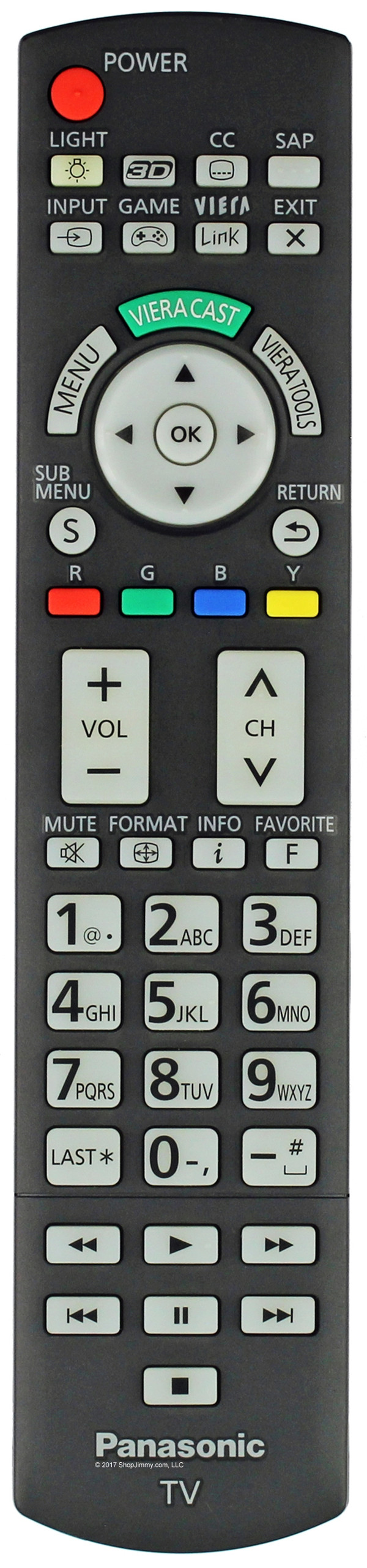 Panasonic N2QAYB000571 Remote Control