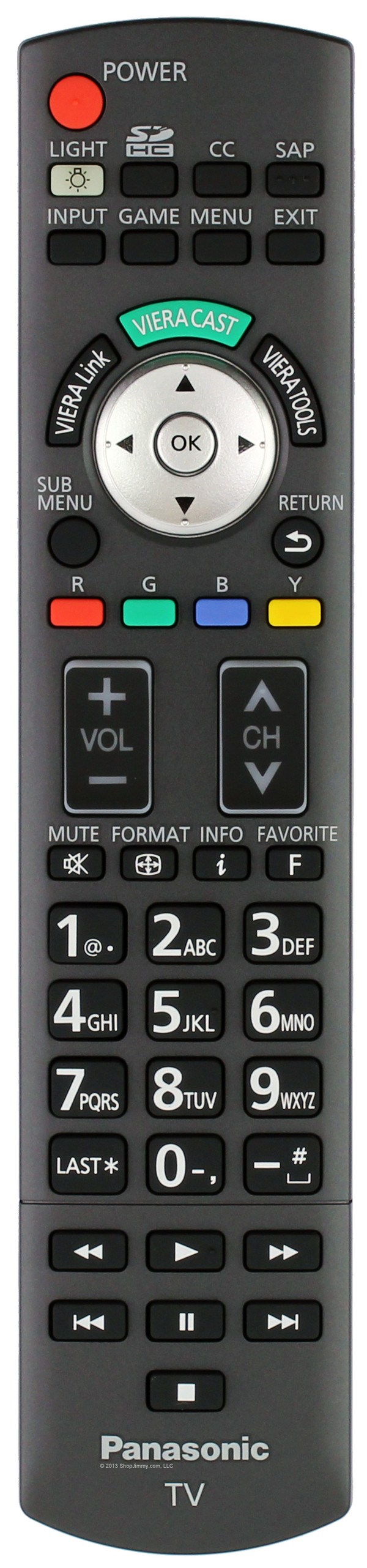 Panasonic N2QAYB000322 Remote Control