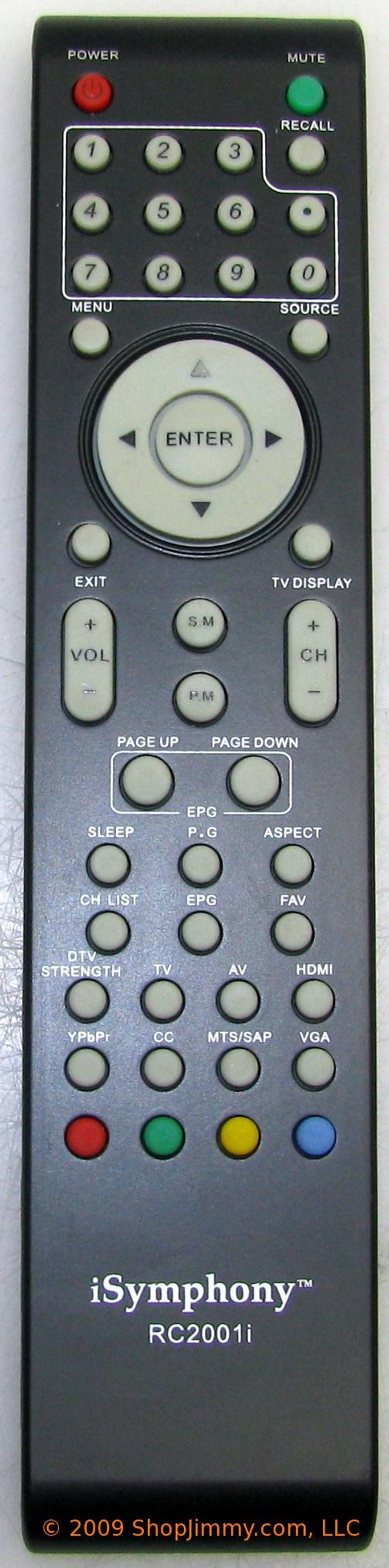 iSymphony RC2001i Remote Control