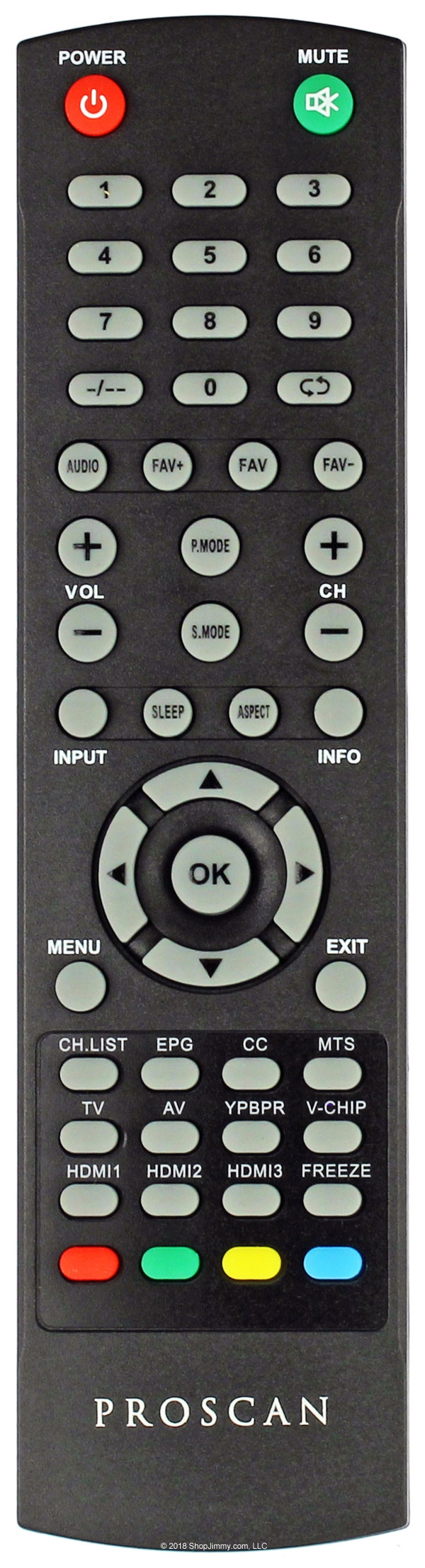 Proscan RCPLDED002D Remote Control -- New