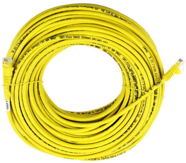 Quiktron 570-110-100 100ft Value Series Cat5E Booted Patch Cord - Yellow