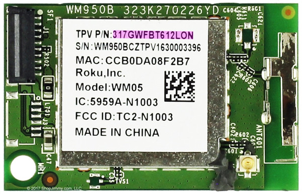 Insignia 317GWFBT612LON WiFi Wireless Adapter Module