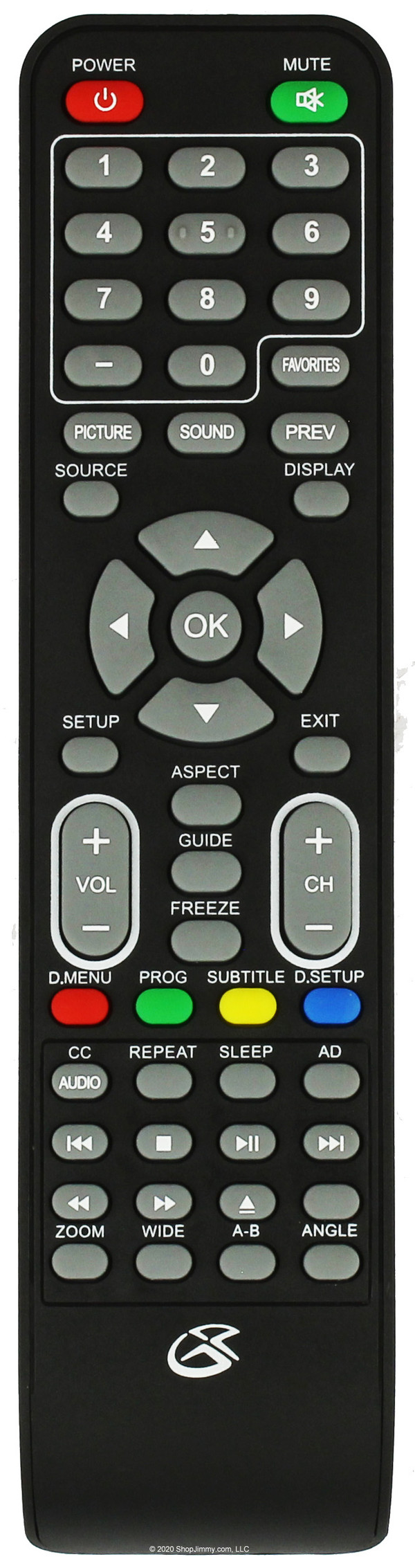 GPX TDE4074BP Remote Control -- Open Bag