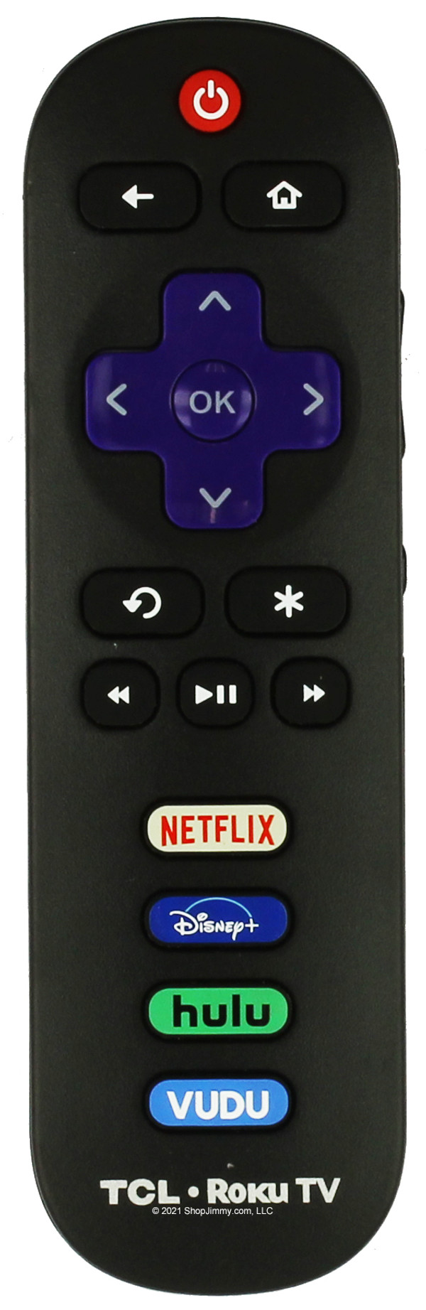 TCL 06-IRPT20-XRC280J Roku Remote Control w/ Netflix Disney+ Hulu Vudu-Open Bag