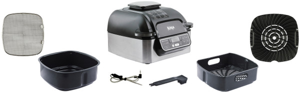 Ninja AG400 Foodi Pro 5-in-1 Indoor Grill Integrated Smart Probe 4-Qt Air Fryer