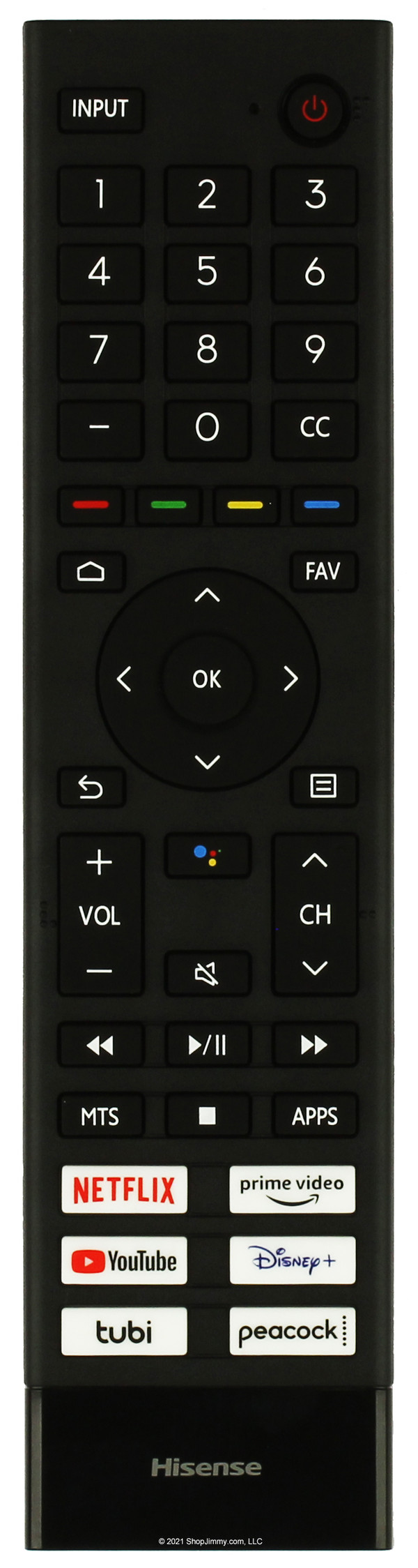 Hisense 299102 Netflix YouTube Tubi Prime Video Dinsey+ Remote Control - Open