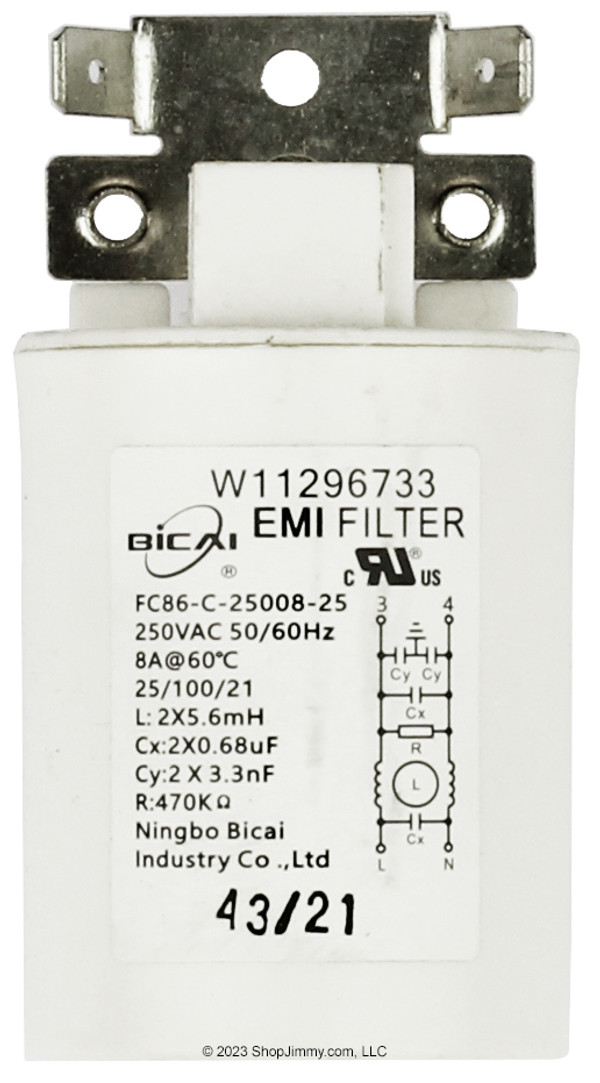 Whirlpool Washer W11296733 EMI Filter