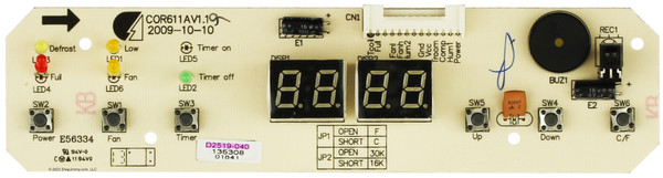 Danby Dehumidifier D2519-040 Display Board