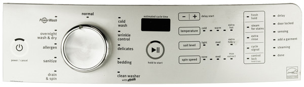 Whirlpool Washer W10748424 User Display and Control Board - Silver Overlay