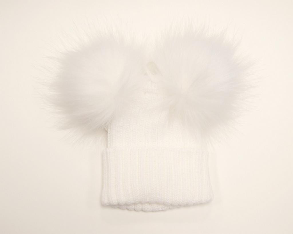 My Little Chick White Double Pom Pom Hat - Carriages