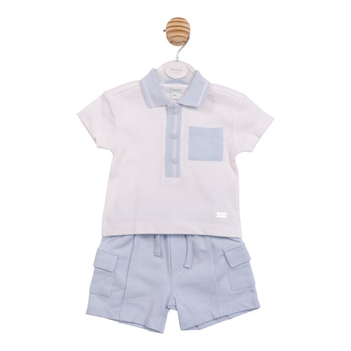 Mintini White & Blue Polo & Shorts