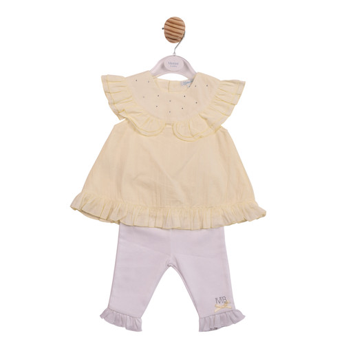 Mintini White & Lemon Legging Set
