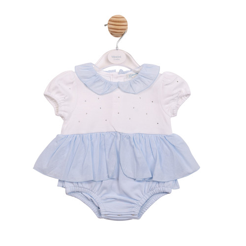 Mintini White & Blue Romper