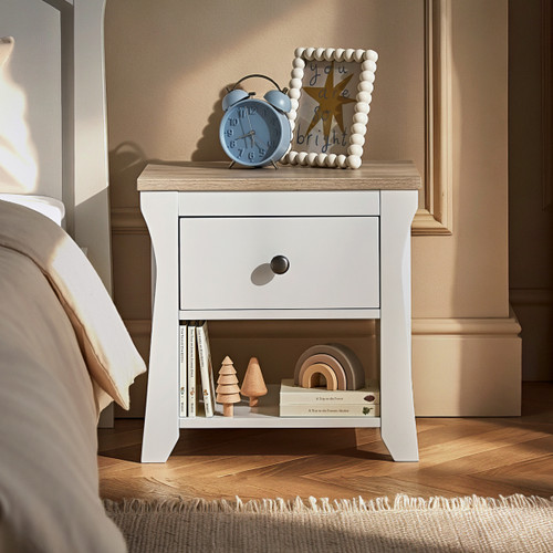 Cuddle Co Clara Bedside Table - White & Ash