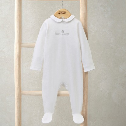 Mamas & Papas Born in 2026 Embroidered All In One White
